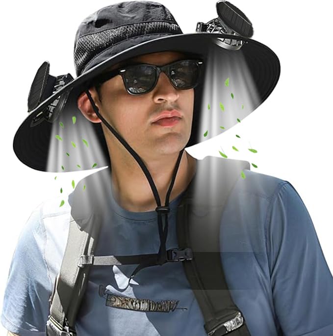 Solar Power Hat with Fans for Men and Women UPF 50+ Wide Brim Sun Hat with 2 Solar Fans Outdoor Sun Bucket Hat
Wide Brim