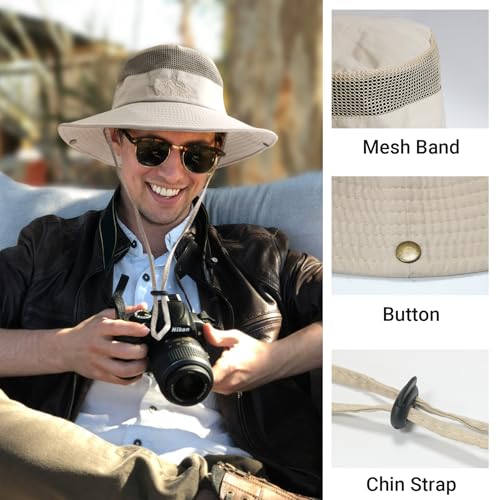 Men's NPQQUAN Sun Hats 3” Wide Brim UPF 50+ Protection Bucket Hat for Fishing and Beach
| NPQQUAN Breathable Sun Hats f