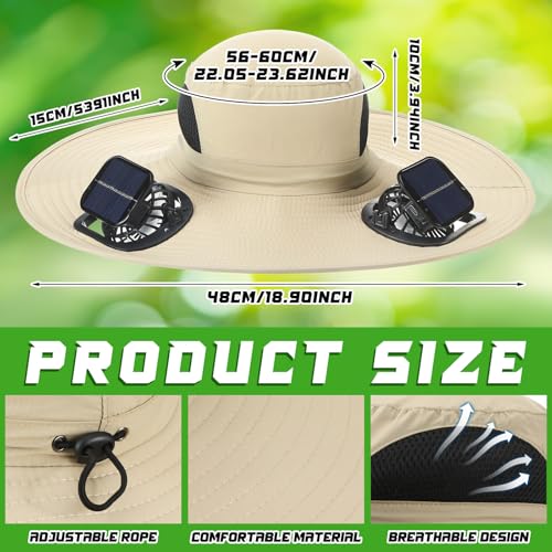 Berlune Men's Sun Hat for Outdoor Summer Camping Beach USB & Solar Powered Wide Brim Sun Hat