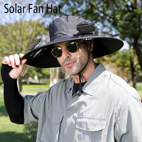 Solar Power Hat with Fans for Men and Women UPF 50+ Wide Brim Sun Hat with 2 Solar Fans Outdoor Sun Bucket Hat
Wide Brim