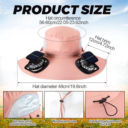 Suhine Extra Wide Brim Sun Hat for Women Men with 2 Solar Fans Outdoor UV Protection UPF 50+ Fishing Hat