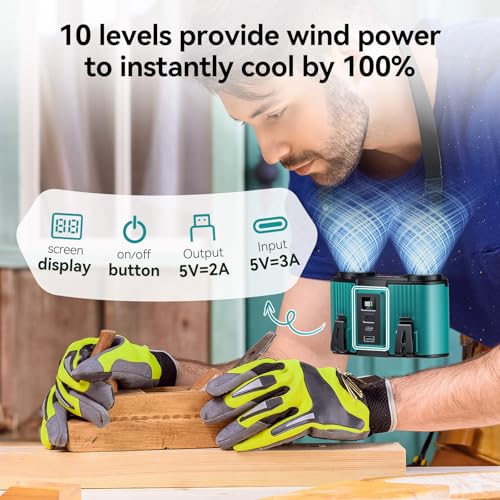 24000mAh Personal Waist Fan, USB Rechargeable for Working and Travel (Blue, 24000mAh)  
10 Speed and 40H Cooling for Out