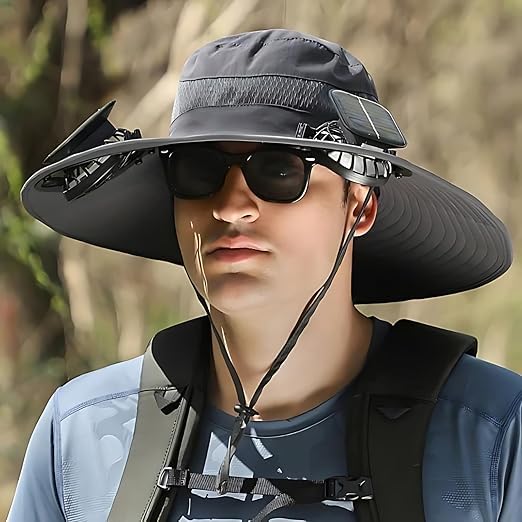 Wide Brim Solar Fan Hat for Outdoor Use - Removable & USB Charging
| Solar Fishing Hat with Wide Brim - UV Protection a