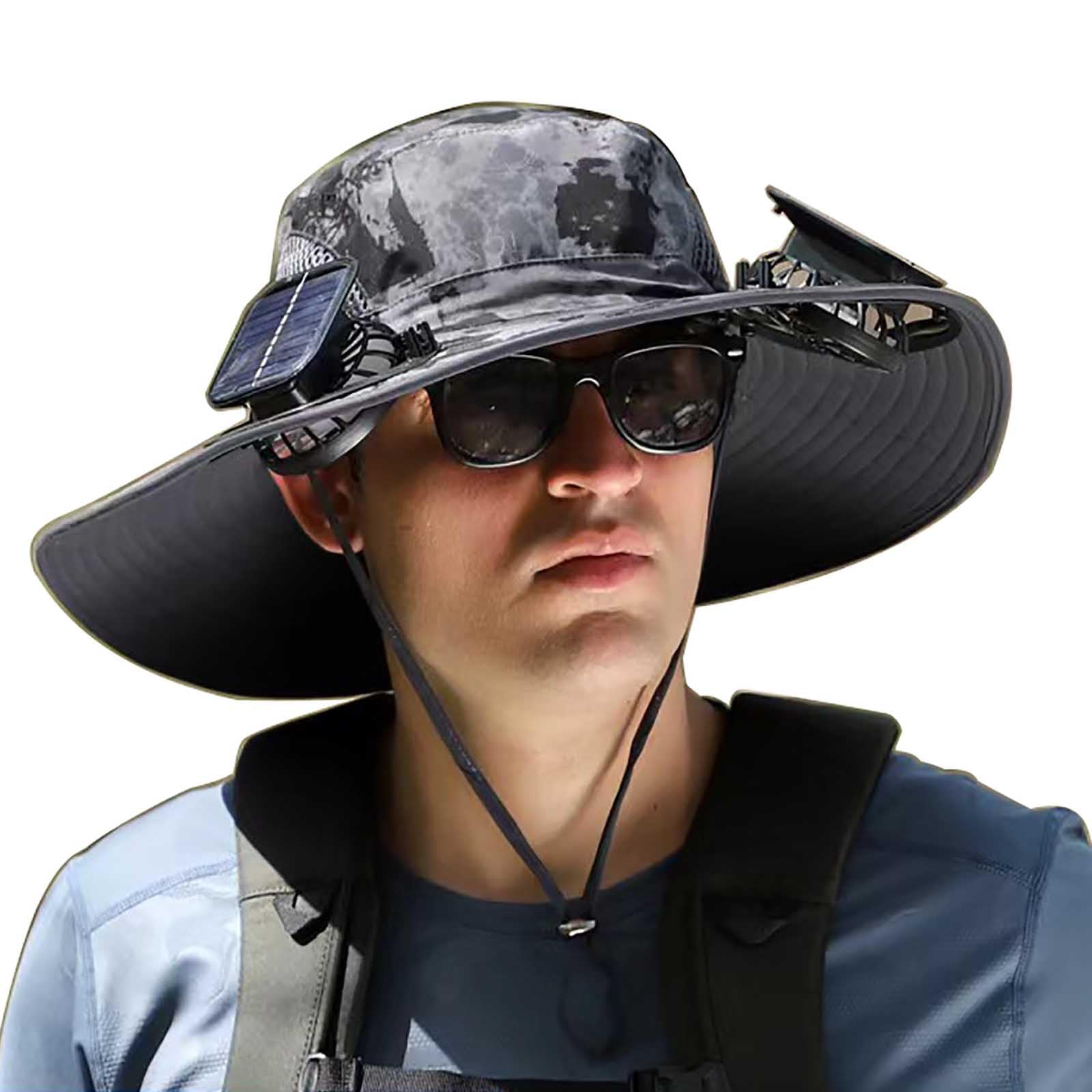 Solar Fan Hat, Solar and USB Powered Sun Hat with 2 Fans, Adjustable Angle, for Men and Women Fishing and Beach (US, Alp