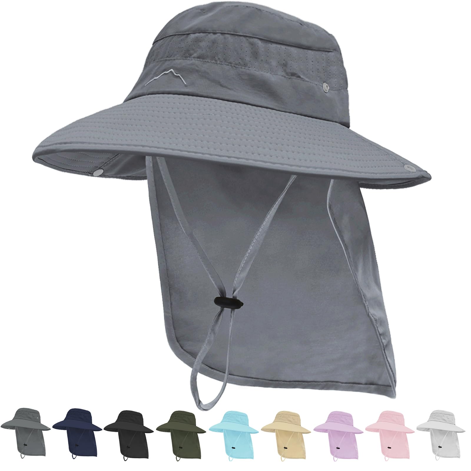 Rosoz UPF50+ Sun Hats for Men and Women | Wide Brim Safari Hat with Neck Flap | Perfect for Fishing and Beach Hiking
