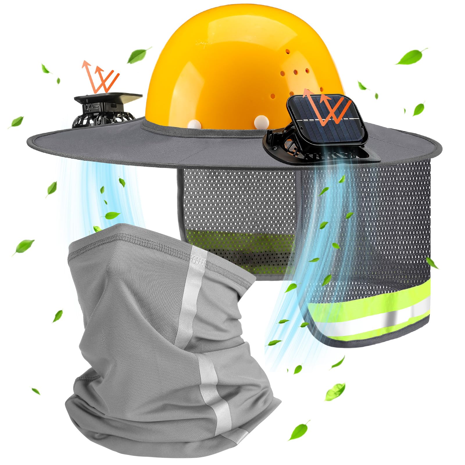 Sun Hat Shade Full Brim Hard Hat with Solar Fans and Neck Sunshade Cover for Summer Protection
| High Visibility Mesh S